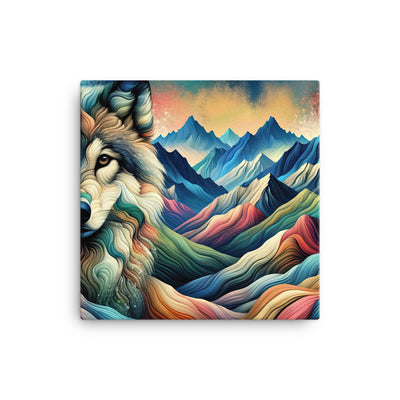 Traumhaftes Alpenpanorama mit Wolf in wechselnden Farben und Mustern (AN) - Leinwand xxx yyy zzz 30.5 x 30.5 cm