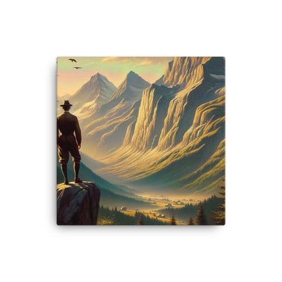 Ölgemälde eines Schweizer Wanderers in den Alpen bei goldenem Sonnenlicht - Leinwand wandern xxx yyy zzz 30.5 x 30.5 cm