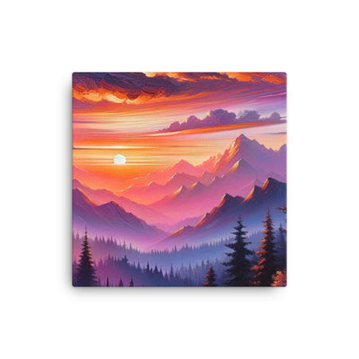 Ölgemälde der Alpenlandschaft im ätherischen Sonnenuntergang, himmlische Farbtöne - Leinwand berge xxx yyy zzz 30.5 x 30.5 cm