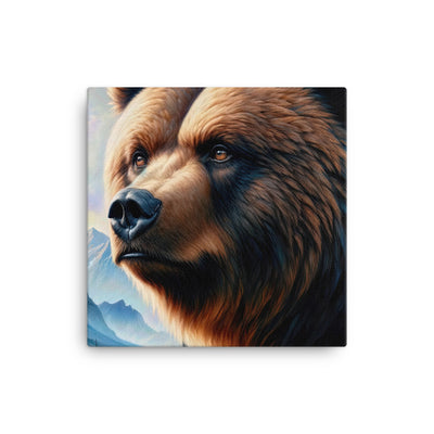 Ölgemälde, das das Gesicht eines starken realistischen Bären einfängt. Porträt - Leinwand camping xxx yyy zzz 30.5 x 30.5 cm