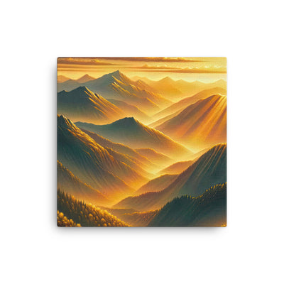 Ölgemälde der Berge in der goldenen Stunde, Sonnenuntergang über warmer Landschaft - Leinwand berge xxx yyy zzz 30.5 x 30.5 cm