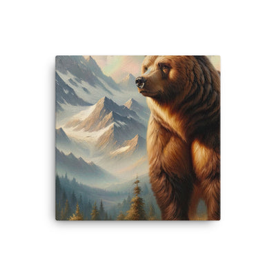 Ölgemälde eines königlichen Bären vor der majestätischen Alpenkulisse - Leinwand camping xxx yyy zzz 30.5 x 30.5 cm