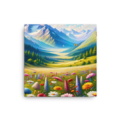 Ölgemälde einer ruhigen Almwiese, Oase mit bunter Wildblumenpracht - Leinwand camping xxx yyy zzz 30.5 x 30.5 cm