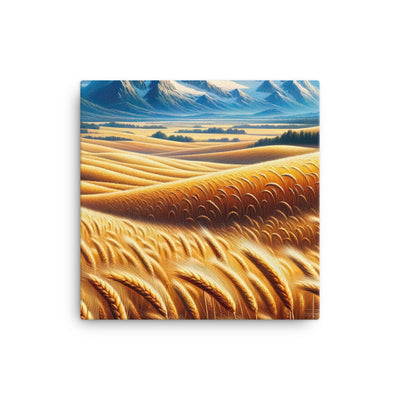 Ölgemälde eines weiten bayerischen Weizenfeldes, golden im Wind (TR) - Leinwand xxx yyy zzz 30.5 x 30.5 cm
