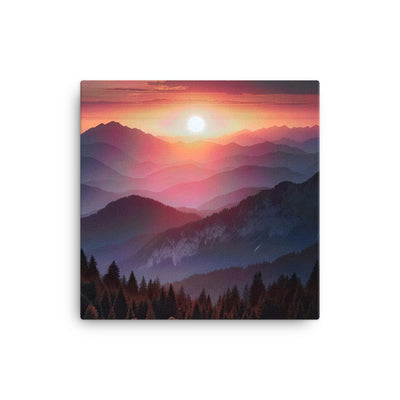 Foto der Alpenwildnis beim Sonnenuntergang, Himmel in warmen Orange-Tönen - Leinwand berge xxx yyy zzz 30.5 x 30.5 cm