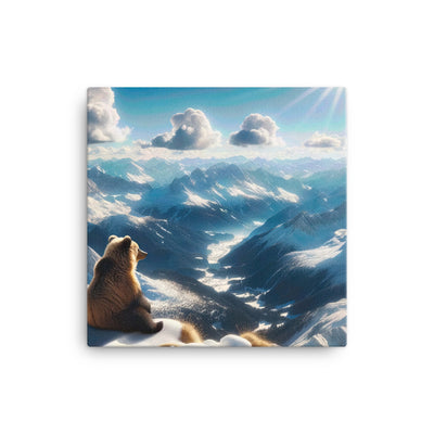 Foto der Alpen im Winter mit Bären auf dem Gipfel, glitzernder Neuschnee unter der Sonne - Leinwand camping xxx yyy zzz 30.5 x 30.5 cm