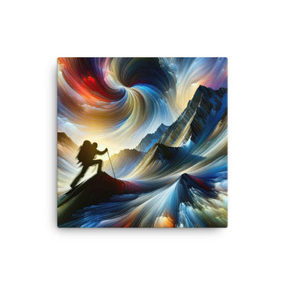 Foto der Alpen in abstrakten Farben mit Bergsteigersilhouette - Leinwand wandern xxx yyy zzz 30.5 x 30.5 cm