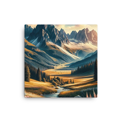 Quadratisches Kunstwerk der Alpen, majestätische Berge unter goldener Sonne - Leinwand berge xxx yyy zzz 30.5 x 30.5 cm