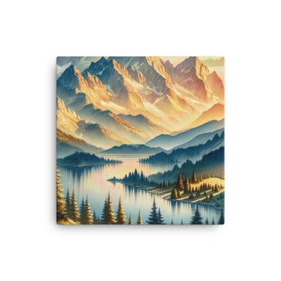 Aquarell der Alpenpracht bei Sonnenuntergang, Berge im goldenen Licht - Leinwand berge xxx yyy zzz 30.5 x 30.5 cm