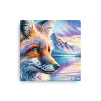 Aquarellporträt eines Fuchses im Dämmerlicht am Bergsee - Leinwand camping xxx yyy zzz 30.5 x 30.5 cm
