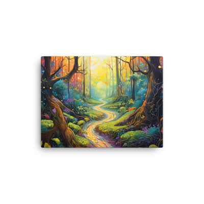 Wald und Wanderweg - Bunte, farbenfrohe Malerei - Leinwand camping xxx 30.5 x 40.6 cm