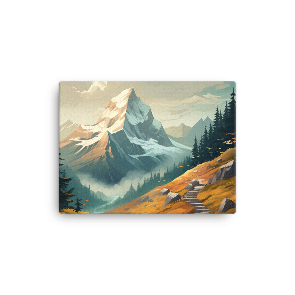 Berge, Wald und Wanderweg - Malerei - Leinwand berge xxx 30.5 x 40.6 cm