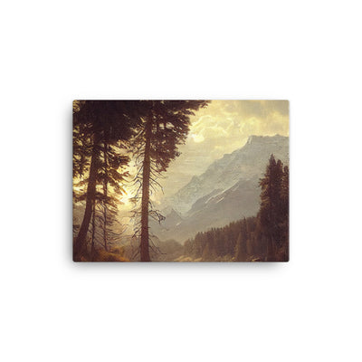 Landschaft mit Bergen, Fluss und Bäumen - Malerei - Leinwand berge xxx 30.5 x 40.6 cm