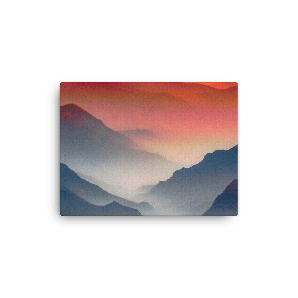 Sonnteruntergang, Gebirge und Nebel - Landschaftsmalerei - Leinwand berge xxx 30.5 x 40.6 cm
