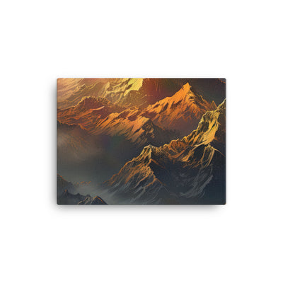 Wunderschöne Himalaya Gebirge im Nebel und Sonnenuntergang - Malerei - Leinwand berge xxx 30.5 x 40.6 cm