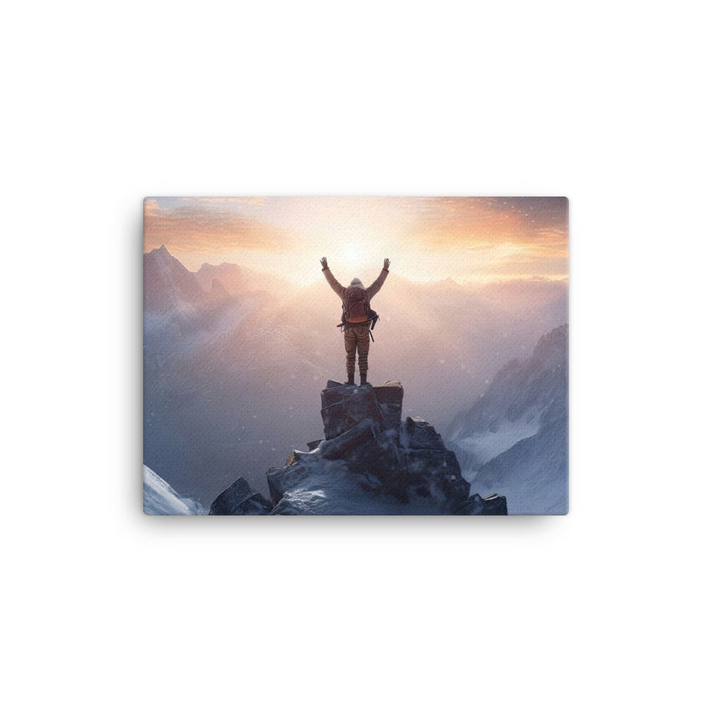 Mann auf der Spitze eines Berges - Landschaftsmalerei - Leinwand berge xxx 30.5 x 40.6 cm