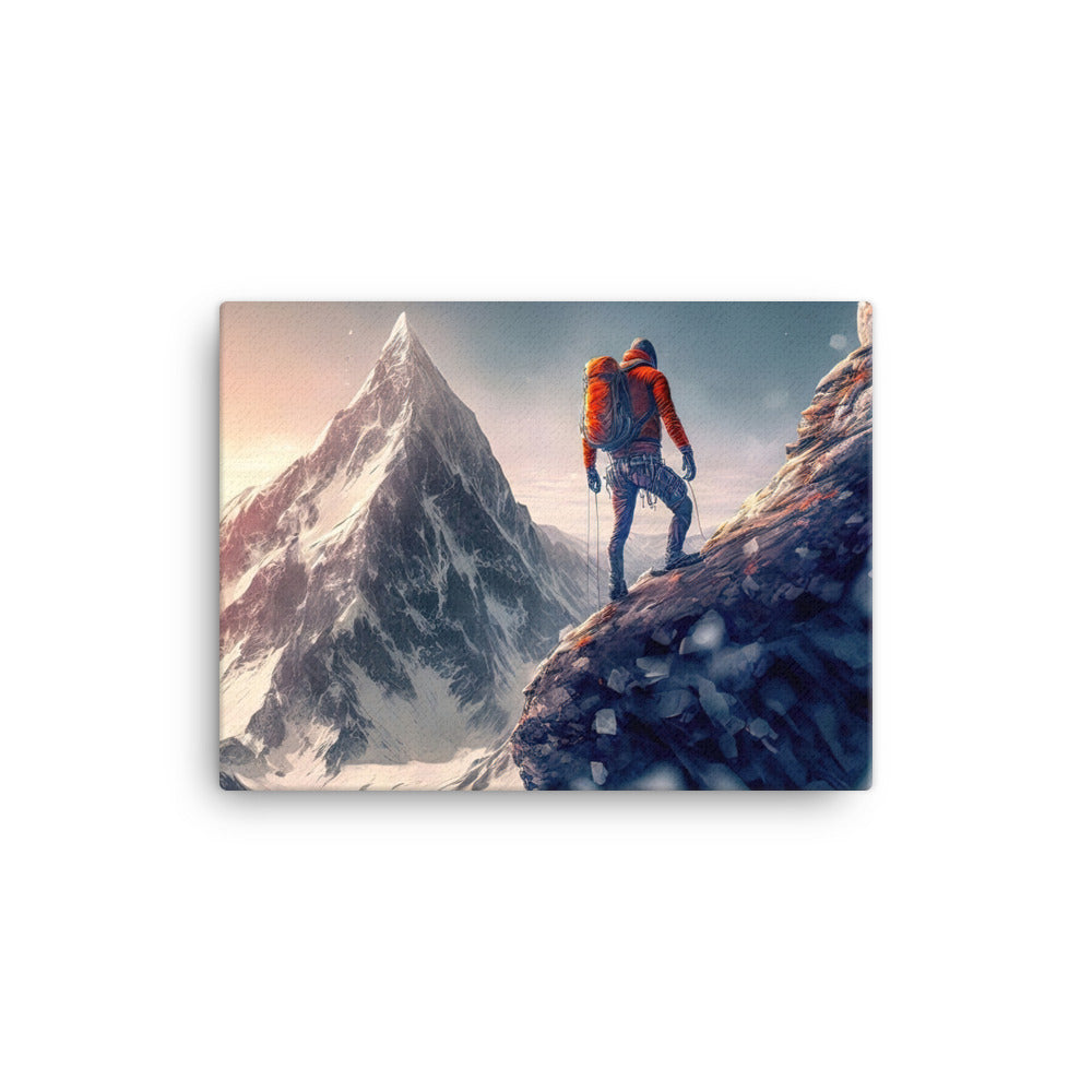 Bergsteiger auf Berg - Epische Malerei - Leinwand klettern xxx 30.5 x 40.6 cm