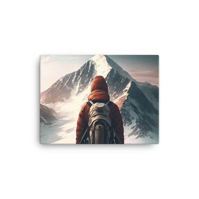 Wanderer von hinten vor einem Berg - Malerei - Leinwand berge xxx 30.5 x 40.6 cm