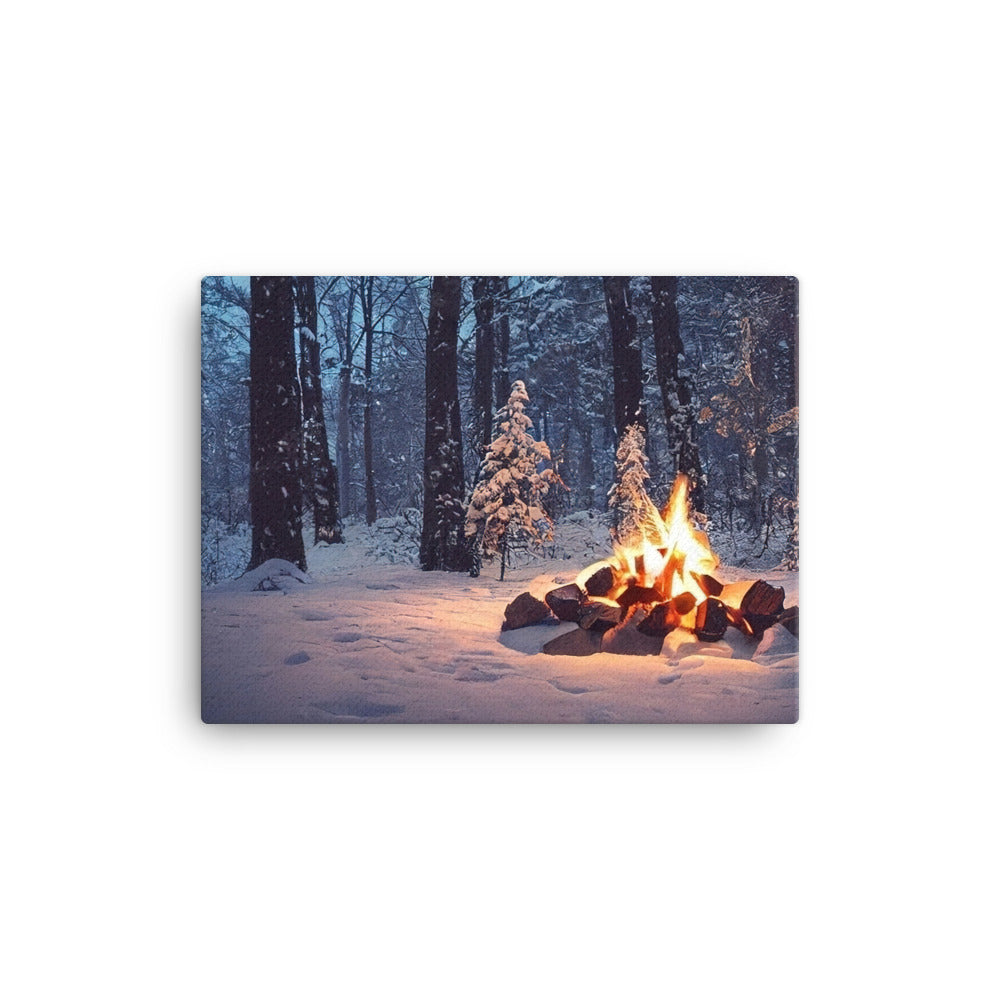 Lagerfeuer im Winter - Camping Foto - Leinwand camping xxx 30.5 x 40.6 cm