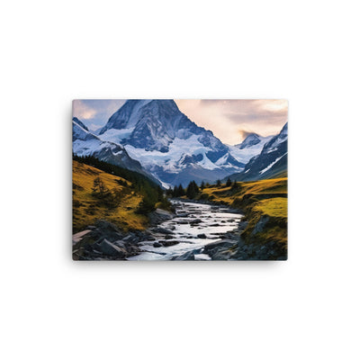 Berge und steiniger Bach - Epische Stimmung - Leinwand berge xxx 30.5 x 40.6 cm