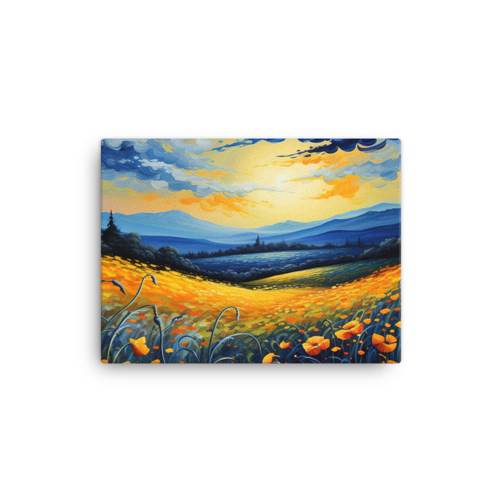 Berglandschaft mit schönen gelben Blumen - Landschaftsmalerei - Leinwand berge xxx 30.5 x 40.6 cm