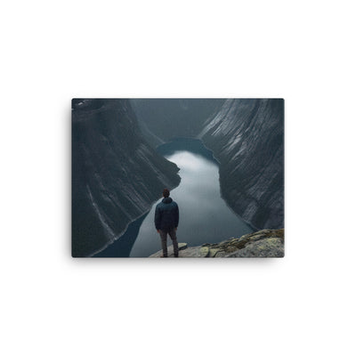 Mann auf Bergklippe - Norwegen - Leinwand berge xxx 30.5 x 40.6 cm