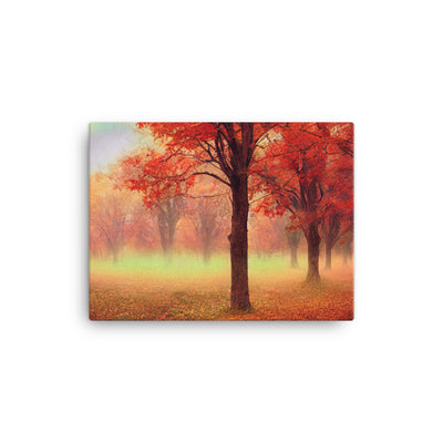Wald im Herbst - Rote Herbstblätter - Leinwand camping xxx 30.5 x 40.6 cm