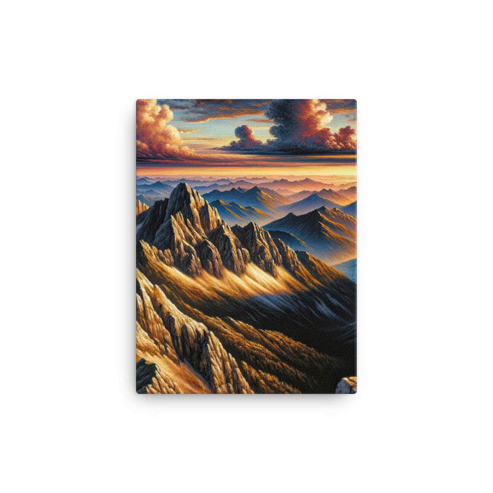 Alpen in Abenddämmerung: Acrylgemälde mit beleuchteten Berggipfeln - Leinwand berge xxx yyy zzz 30.5 x 40.6 cm
