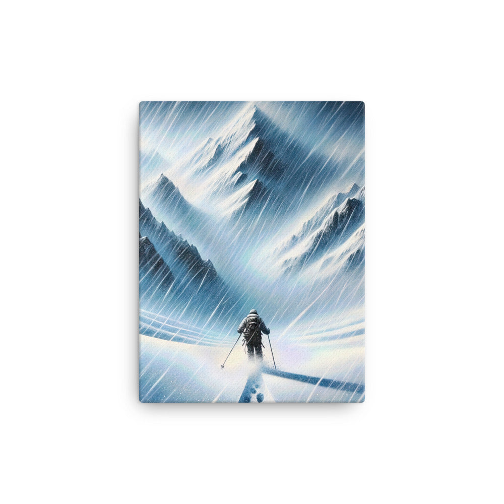Wanderer und Bergsteiger im Schneesturm: Acrylgemälde der Alpen - Leinwand wandern xxx yyy zzz 30.5 x 40.6 cm