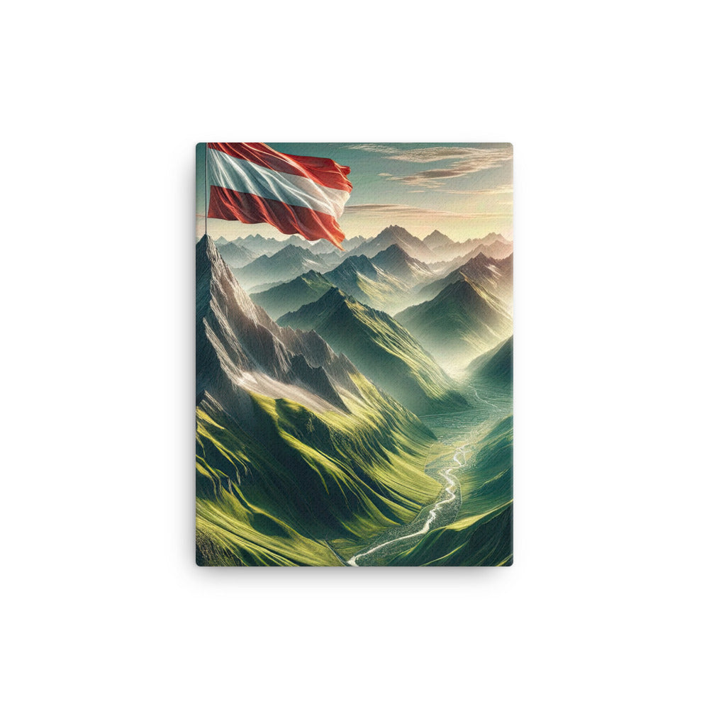 Alpen Gebirge: Fotorealistische Bergfläche mit Österreichischer Flagge - Leinwand berge xxx yyy zzz 30.5 x 40.6 cm