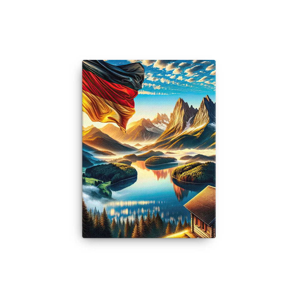 Alpen Gebirge im Morgenlicht: Kunstwerk mit Deutsche Flagge - Leinwand berge xxx yyy zzz 30.5 x 40.6 cm