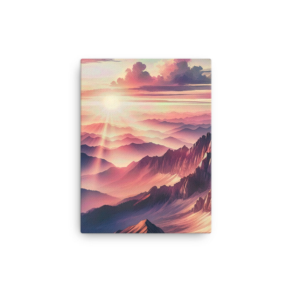 Schöne Berge bei Sonnenaufgang: Malerei in Pastelltönen - Leinwand berge xxx yyy zzz 30.5 x 40.6 cm