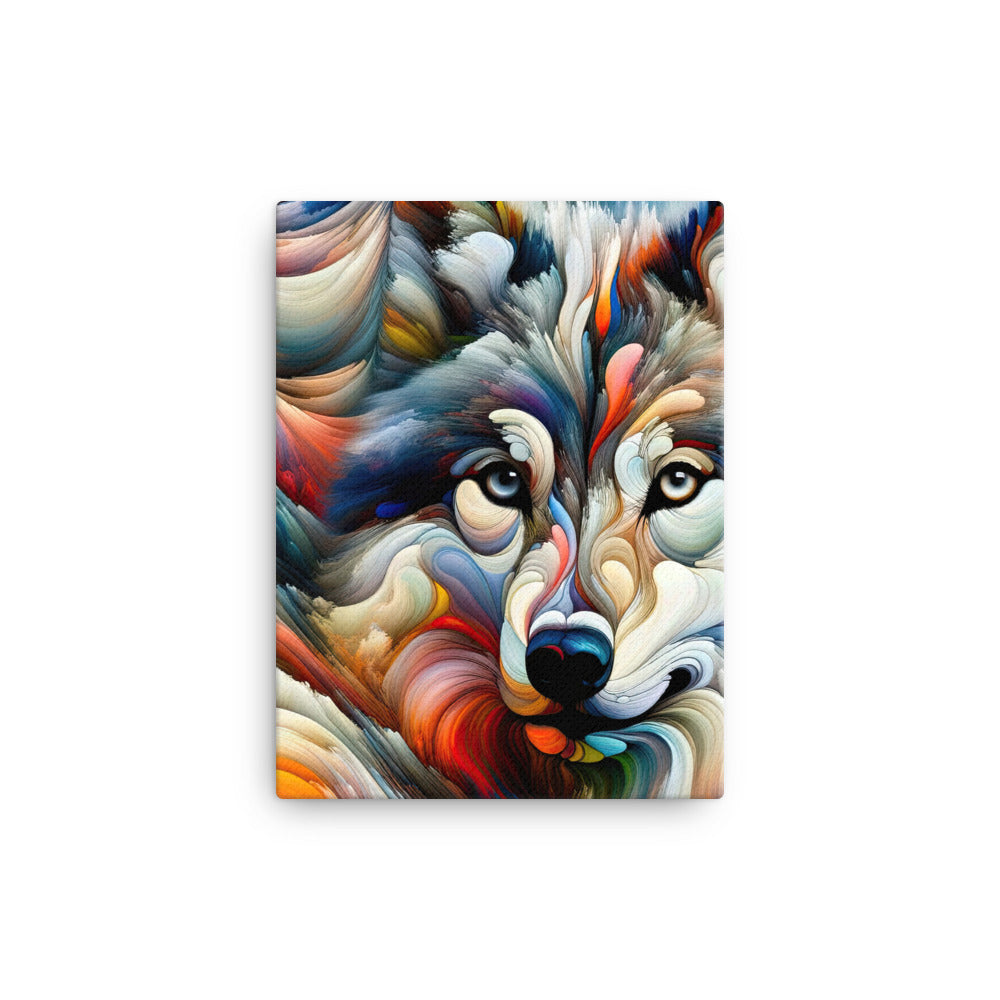 Abstrakte Kunst der Alpen mit einem Wolf. Chaotischer Tanz aus Farben und Formen. Surreale Landschaft (AN) - Leinwand xxx yyy zzz 30.5 x 40.6 cm