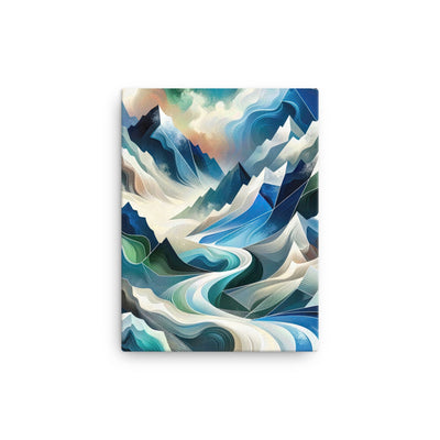 Abstrakte Kunst der Alpen, die geometrische Formen verbindet, um Berggipfel, Täler und Flüsse im Schnee darzustellen. . - Leinwand berge xxx yyy zzz 30.5 x 40.6 cm