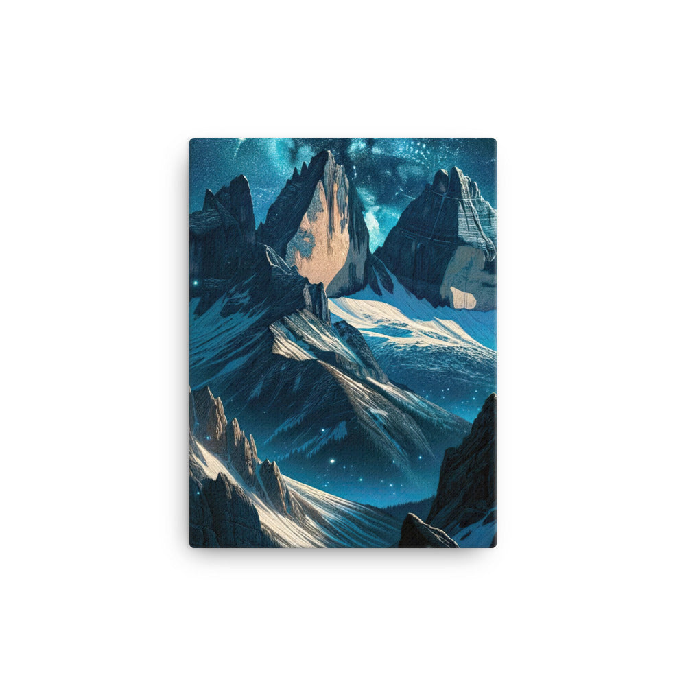 Fuchs in Alpennacht: Digitale Kunst der eisigen Berge im Mondlicht - Leinwand camping xxx yyy zzz 30.5 x 40.6 cm