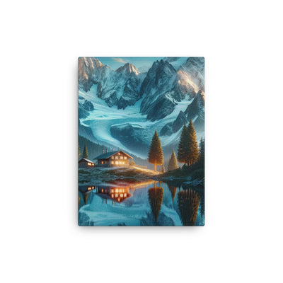 Stille Alpenmajestätik: Digitale Kunst mit Schnee und Bergsee-Spiegelung - Leinwand berge xxx yyy zzz 30.5 x 40.6 cm