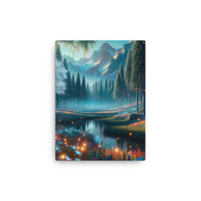 Ätherischer Alpenwald: Digitale Darstellung mit leuchtenden Bäumen und Blumen - Leinwand camping xxx yyy zzz 30.5 x 40.6 cm