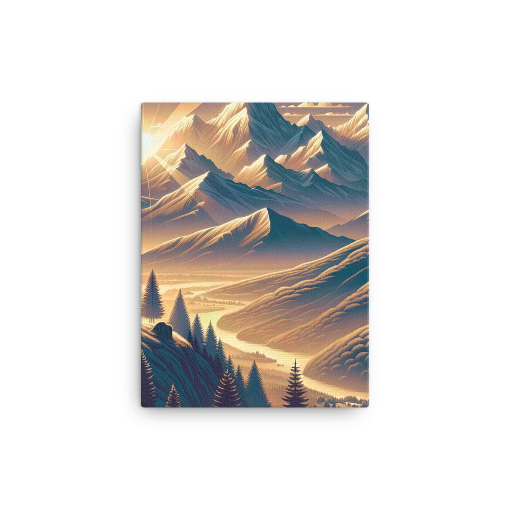Alpen-Morgendämmerung, erste Sonnenstrahlen auf Schneegipfeln - Leinwand berge xxx yyy zzz 30.5 x 40.6 cm