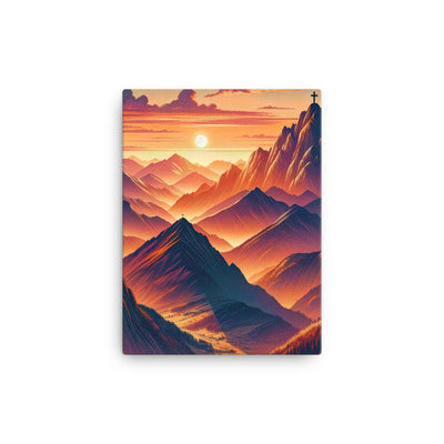 Dramatischer Alpen-Sonnenuntergang, Gipfelkreuz in Orange-Rosa - Leinwand berge xxx yyy zzz 30.5 x 40.6 cm