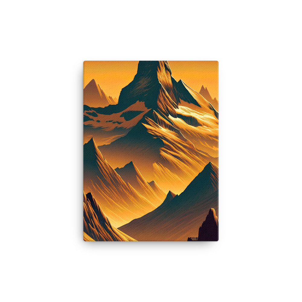 Fuchs in Alpen-Sonnenuntergang, goldene Berge und tiefe Täler - Leinwand camping xxx yyy zzz 30.5 x 40.6 cm
