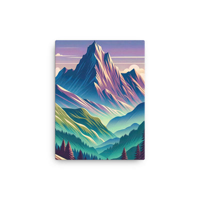 Harmonische Berglandschaft mit Schweizer Flagge auf Gipfel - Leinwand berge xxx yyy zzz 30.5 x 40.6 cm