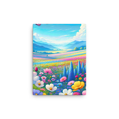 Weitläufiges Blumenfeld unter himmelblauem Himmel, leuchtende Flora - Leinwand camping xxx yyy zzz 30.5 x 40.6 cm