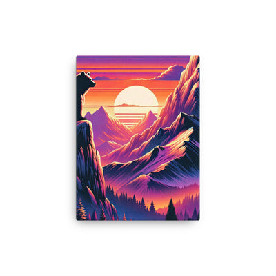Alpen-Sonnenuntergang mit Bär auf Hügel, warmes Himmelsfarbenspiel - Leinwand camping xxx yyy zzz 30.5 x 40.6 cm