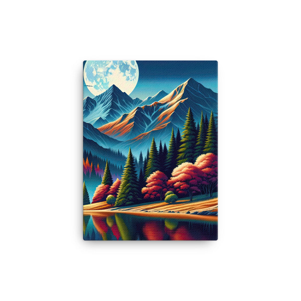Ruhiger Herbstabend in den Alpen, grün-rote Berge - Leinwand berge xxx yyy zzz 30.5 x 40.6 cm