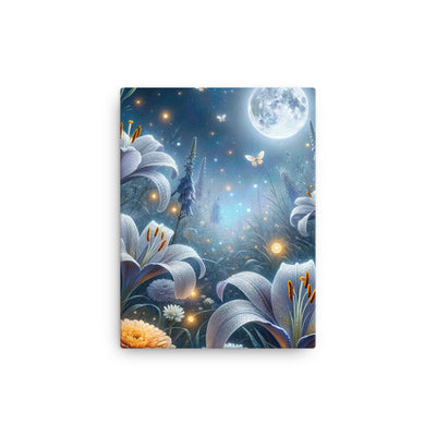 Ätherische Mondnacht auf blühender Wiese, silbriger Blumenglanz - Leinwand camping xxx yyy zzz 30.5 x 40.6 cm