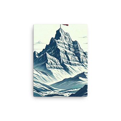 Ausgedehnte Bergkette mit dominierendem Gipfel und wehender Schweizer Flagge - Leinwand berge xxx yyy zzz 30.5 x 40.6 cm