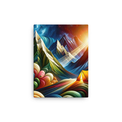 Abstrakte Bergwelt in lebendigen Farben mit Zelt - Leinwand camping xxx yyy zzz 30.5 x 40.6 cm