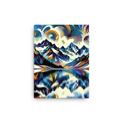 Alpensee im Zentrum eines abstrakt-expressionistischen Alpen-Kunstwerks - Leinwand berge xxx yyy zzz 30.5 x 40.6 cm