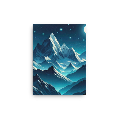 Sternenklare Nacht über den Alpen, Vollmondschein auf Schneegipfeln - Leinwand berge xxx yyy zzz 30.5 x 40.6 cm