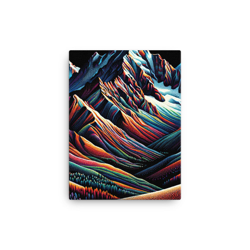 Pointillistische Darstellung der Alpen, Farbpunkte formen die Landschaft - Leinwand berge xxx yyy zzz 30.5 x 40.6 cm